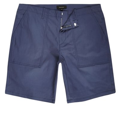 Blue smart slim fit chino shorts
